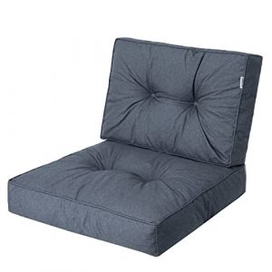 PillowPrim, Coussin de Chaise, pour Fauteuil en Rattan, Extérieur, de Palette, de Siège, Meubles en Rattan, Bleu Marine, 68 x 68 cm