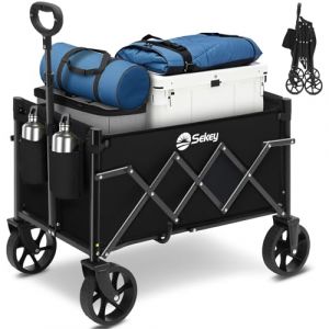 Sekey Chariot Pliable 65L 80 kg Capacité Compact Léger pour Courses avec Frein et Poignée Réglable Mini 4029, Noir