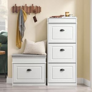 Sobuy Meuble Chaussure Rangement Chaussure 3 Abattants, Armoire à Chaussures Entrée, Meuble à Chaussures Range Chaussures 12 Paires pour Couloir Entrée