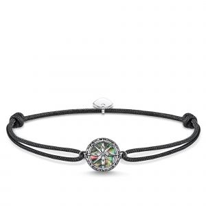 Thomas Sabo Bracelet Little Secret boussole nacre d'abalone Argent sterling 925, noirci Noir