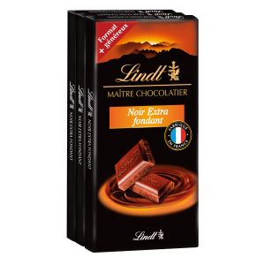 Image de Lindt Chocolat Noir Extra Fondant - Les 3 Tablettes De 100 G