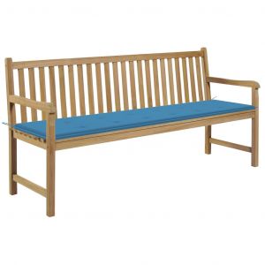 VidaXL Banc de jardin avec coussin bleu 175 cm Teck massif