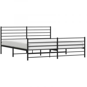 VidaXL Mercatoxl - Cadre de lit métal avec tête de lit/pied de lit noir 200x200 cm