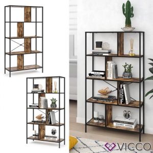 Biblioth&egrave;que &bdquo;Fyrk&ldquo; 146cm Vieux bois/Noir Vicco