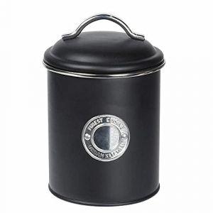 Image de R&eacute;cipient de rangement avec couvercle, m&eacute;tal, noir, 1,5 l