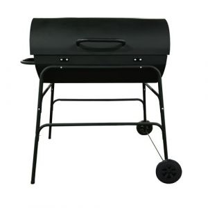 Barbecue de jardin au charbon de bois avec couvercle et grille en acier coloris noir - Longueur 100 x Profondeur 68 x Hauteur 97 cm -JUANIO-