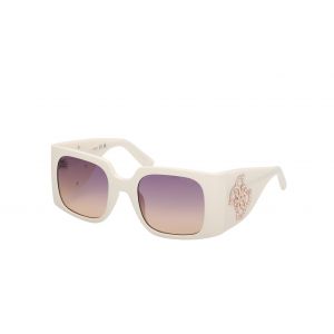 Guess Femme GU00201-H 21Z Lunettes de soleil Inject&eacute; Blanc Violet Carr&eacute; Normale