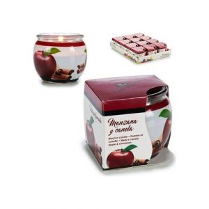 Bigbuy Home - Bougie Parfum&eacute;e Pomme verre Cire Verre Bordeaux