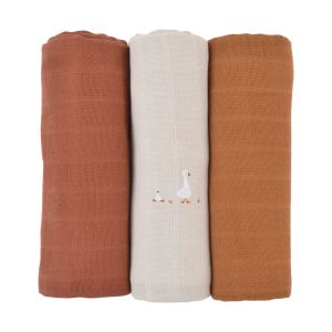 Little Crevette Lot de 3 langes en mousseline Nils
