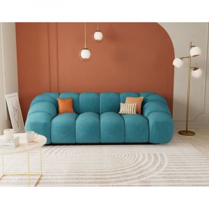 Ava - canapé 3 places bubble en velours texturé - bleu marine