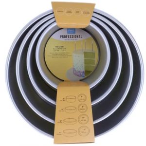 PME Moules à Gâteaux Ronds 15, 20, 25, 30 cm x 10 cm de Profondeur, Lot de 4, Plata