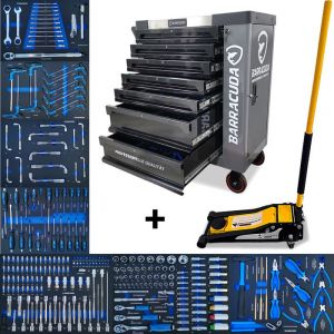 Servante d'atelier - BARRACUDA TOOLS - NARDO Gray XXL - 7 tiroirs - Cric hydraulique 4T - Mousse haute densité