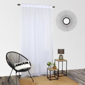 Atout Ciel Rideau Voilage &agrave; Galon fronceur pr&ecirc;t a Poser, Blanc, 140x240cm