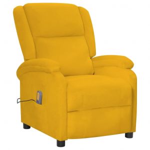 VidaXL Fauteuil de massage inclinable Jaune Velours - Jaune