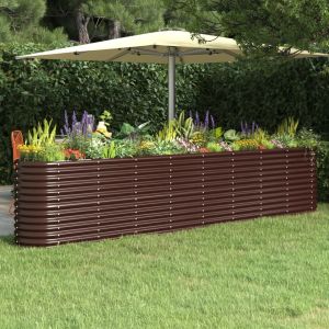 VidaXL Jardinière de jardin Acier enduit de poudre 332x40x68 cm Marron