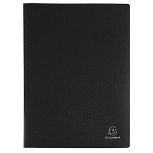 Exacompta 8851E Porte vues Opak en polypropylene mat et opaque avec pochettes intérieures lisse haute transparence 50 pochettes et 100 vues. Format A4. Couleur de couverture Noir