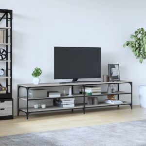 VidaXL Meuble TV sonoma gris 200x30x50 cm bois d'ing&eacute;nierie et m&eacute;tal 826762