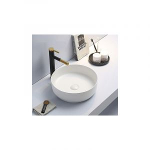 Vasque à poser Infinitio - Ø 39 x 12 cm - sans trop-plein + bonde incluse - céramique - blanc mat