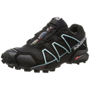 Image de Salomon Speedcross 4 GTX - Chaussures de Course - Femme - Noir (Black/Black/Metallic Bubble Blue) - Taille: 43.3