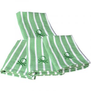 Benetton CASA 100 % COTON 170 G/M2 4 PIÈCES LOT DE TORCHONS DE CUISINE TISSÉS (33X45 CM) VERT