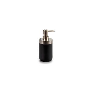 Wadiga Distributeur de Savon Rond Inox et Plastique Noir