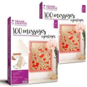 Graine Créative 2 cadres en bois personnalisables 30 x 42 cm - 100 messages coeurs