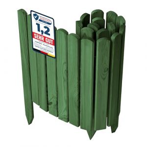 Garronda clôture de Jardin en Bois Bordure Jardin Cloture Jardin Exterieur, Palissade Bordurette Longueur: 100 cm GD-0148 (Vert Foncé, Hauteur : 40