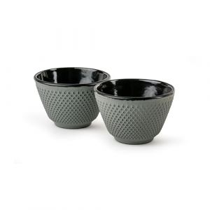 Bredemeijer Lot de 2 tasses &agrave; th&eacute; en fonte &eacute;maill&eacute;e - Petits gobelets en fonte vert clair d'une capacit&eacute; de 100 ml chacun