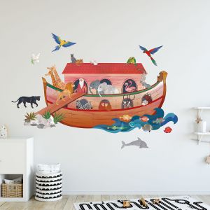 Plage Grand Décor Panoramique Découpé, Arche de noé jour animaux, 83,5 cm X 162 cm