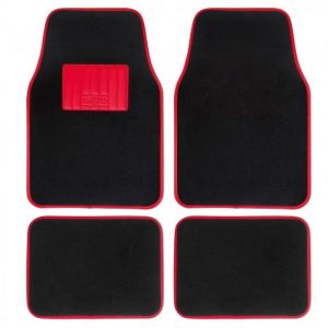 Sumex Tapis en Moquette universels pour Voiture avec talor&egrave;ne en Caoutchouc et Bord Couleur Rouge Tapis antid&eacute;rapants et lavables Avant 45 x 65 cm arri&egrave;re 44 x 33 cm