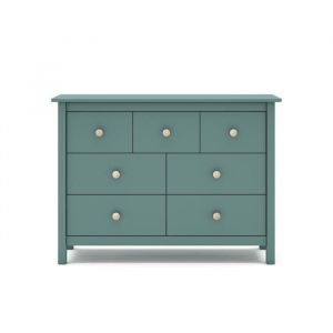 Calicosy Commode 7 tiroirs 110x40x80 cm en pin bleu canard - FRODI