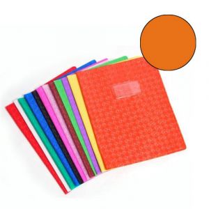 Calligraphe 72218C - Protège-cahier Grain Losange 210x297, PVC 18/100, coloris orange, avec porte-étiquette