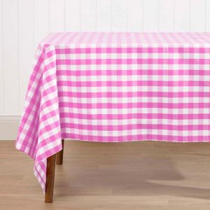 Homescapes - Nappe de table à grands carreaux vichy en coton Rose, 137 x 137 cm - Rose