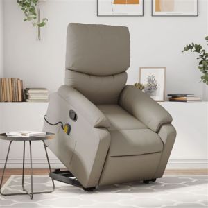 VidaXL Fauteuil Inclinable de Massage, Chaise de Relaxation avec Dossier et Repose-pied R&eacute;glables, Si&egrave;ge de Salon Salle de S&eacute;jour, Cappuccino Similicuir