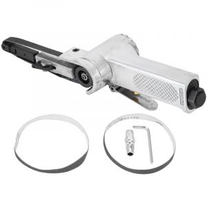 SNQ - 1/4 Po Ponceuse à Bande d'Air, 16000rpm Outil de Polissage Pneumatique avec Ponceuse à Bande à Air Industrielle et Courroies avec 360 Degrés de