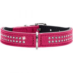 Hunter Collier de chien cuir nappa Diamant Petit - Rose/Noir - 32/24-28 cm, Medium