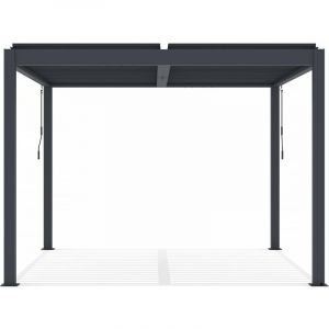 Habitat et Jardin Pergola bioclimatique avec led en aluminium "Windsor" 3 x 3 - Gris