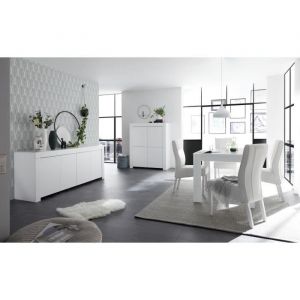 Table 180x90, Collection fall, couleur blanc laqué mat - Blanc