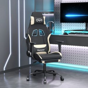 VidaXL Fauteuil de jeu pivotant avec repose-pied Noir et crème Tissu