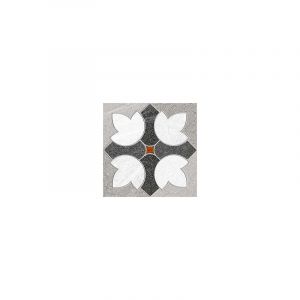 SEINE GARIGLIANO R GRIS - Carrelage aspect ciment motif fleurs