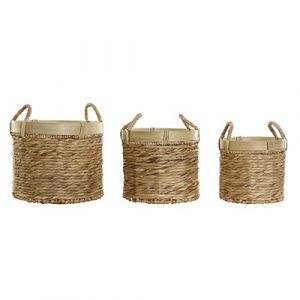 Set de basket DKD Home Decor Bambou Tropical Joncs (35 x 35 x 30,5 cm) (3 Pièces)