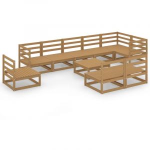 VidaXL Salon de jardin 10 pcs Marron miel Bois de pin massif