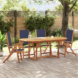 VidaXL Ensemble &agrave; manger de jardin 5pcs bois d'acacia solide textil&egrave;ne, ensemble &agrave; manger d'ext&eacute;rieur, meuble de salle &agrave; manger de jardin, table et chaises de jardin