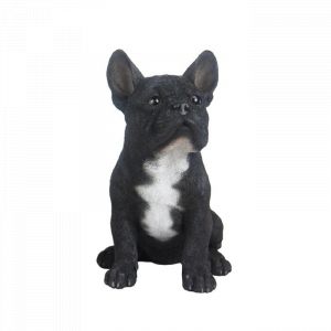 Esschert design Figurine de bouledogue français en polyrésine - Noir - H 30,4 cm
