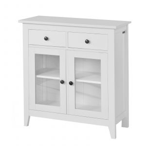 Sobuy Buffet Commode Armoire de Rangement - Largeur 80cm - 2 tiroirs 2 portes- Coloris Blanc FSB05-W