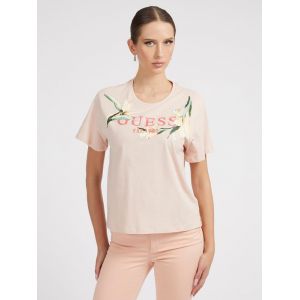 Guess T-shirt imprimé logo floral Rose - Couleur Rose - Taille S