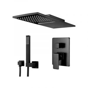 Desconocido Silla Élégant Encastrée Ensemble de Douche Mécanique Système de Douche Encastrable, Noir mat