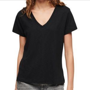 Superdry T-shirt col V brodé et flammé femme