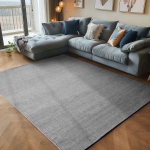 Tapis poil court en tissu plat tapis boucle mélangée facile entretenir Gris 200 x 290 cm