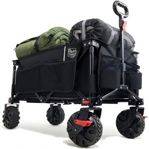 TIMBER RIDGE XXL Chariot de Transport Pliable avec Frein Chariot Plage à roulettes Tout Terrain Roues Amovibles Poignée Réglable